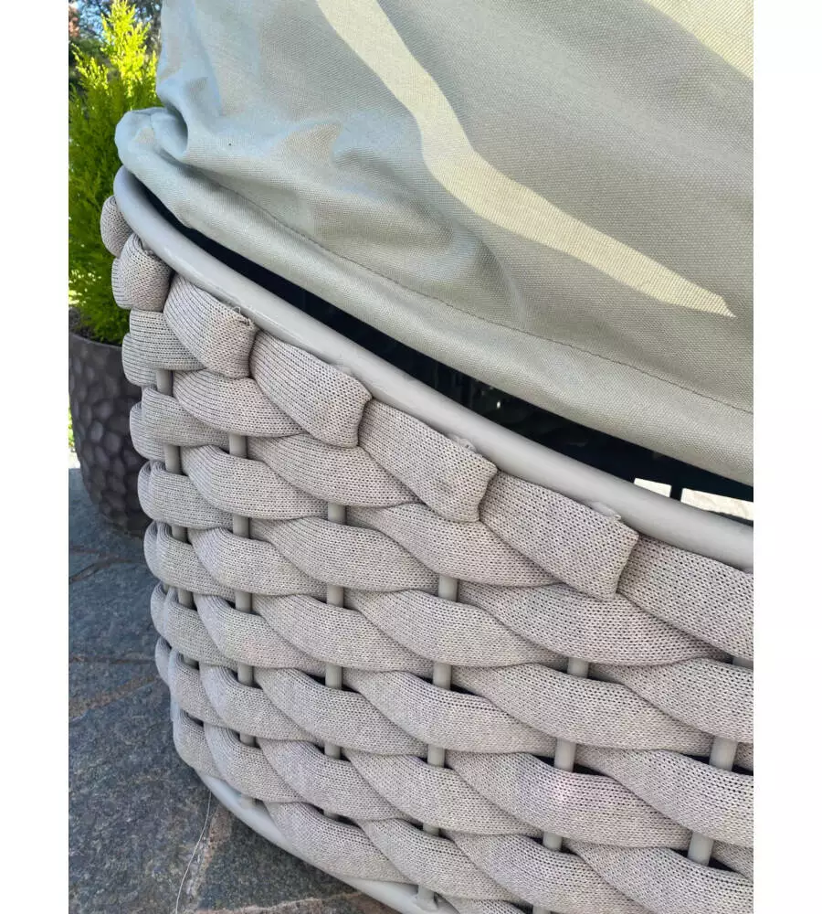 LETTINO DA GIARDINO RECLINABILE CON PARASOLE A DUE POSTI RIVIERA "AGAPANTHUS" TORTORA E VERDE 217X127X55/66 CM