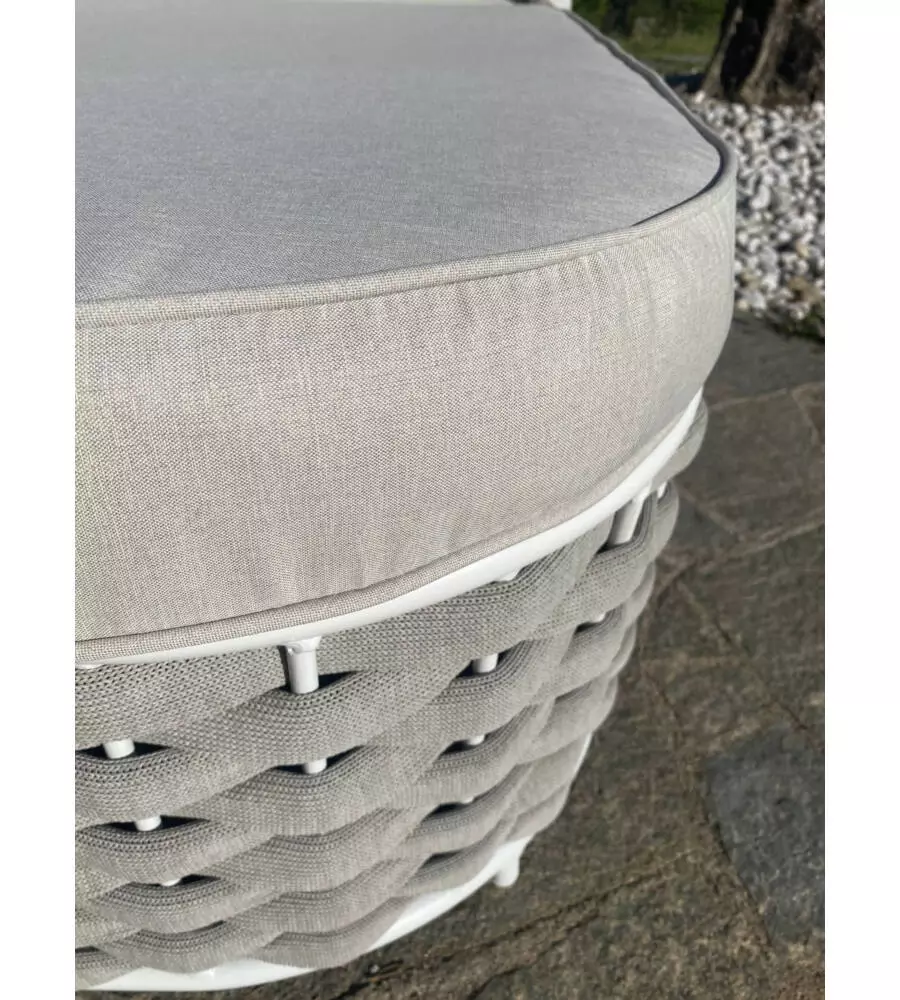LETTINO DA GIARDINO RECLINABILE CON PARASOLE A DUE POSTI RIVIERA "AGAPANTHUS"" BIANCO E GRIGIO 217X127X55/66 CM