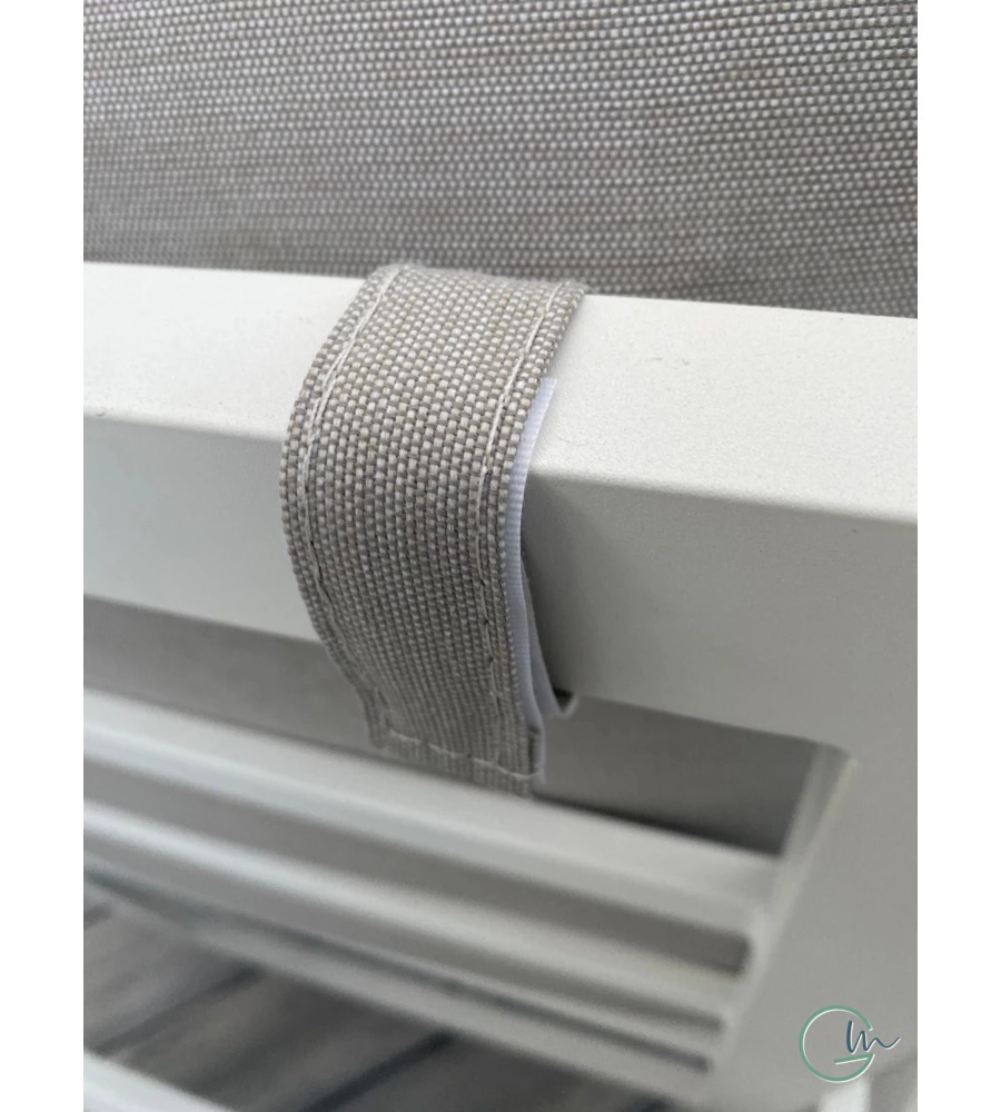 SET DA GIARDINO RIVIERA "NINFEA" IN ALLUMINIO COLORE BIANCO GRIGIO CHIARO, 4 SEDUTE E UN TAVOLINO