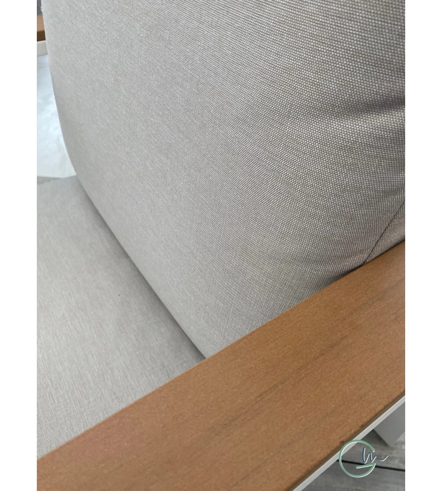 SET DA GIARDINO RIVIERA "NINFEA" IN ALLUMINIO COLORE BIANCO GRIGIO CHIARO, 4 SEDUTE E UN TAVOLINO