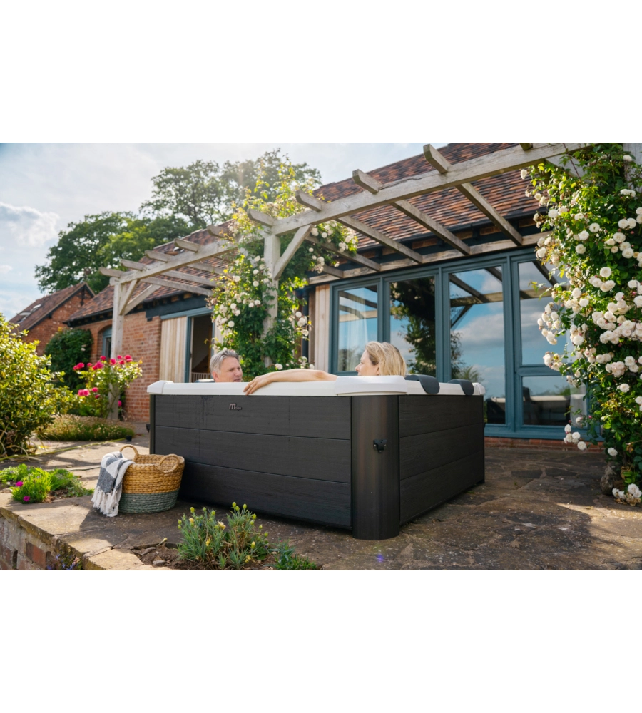 PISCINA IDROMASSAGGIO SPA RIVIERA "OSLO" IN PVC GRIGIO SCURO EFFETTO LEGNO 160X160X65 CM