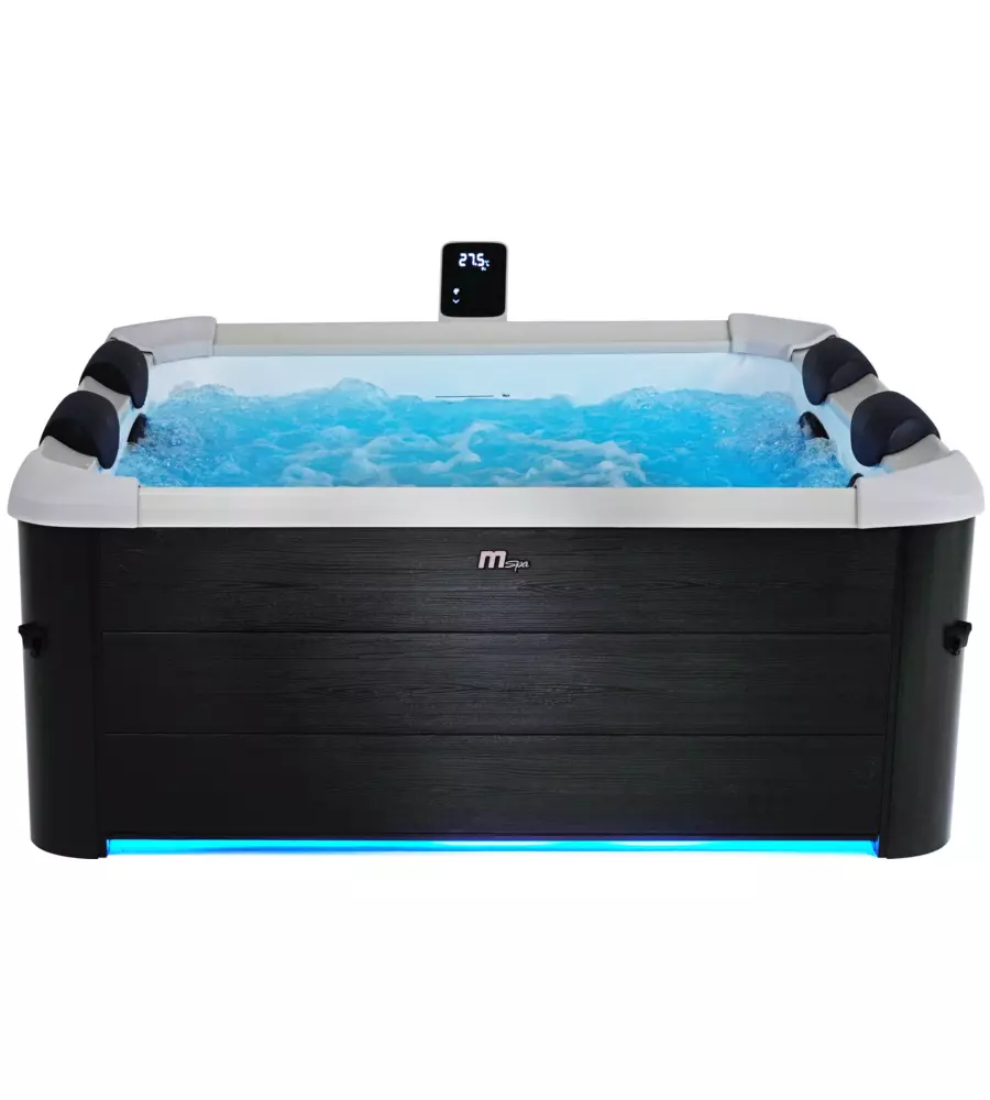 PISCINA IDROMASSAGGIO SPA RIVIERA "OSLO" IN PVC GRIGIO SCURO EFFETTO LEGNO 160X160X65 CM