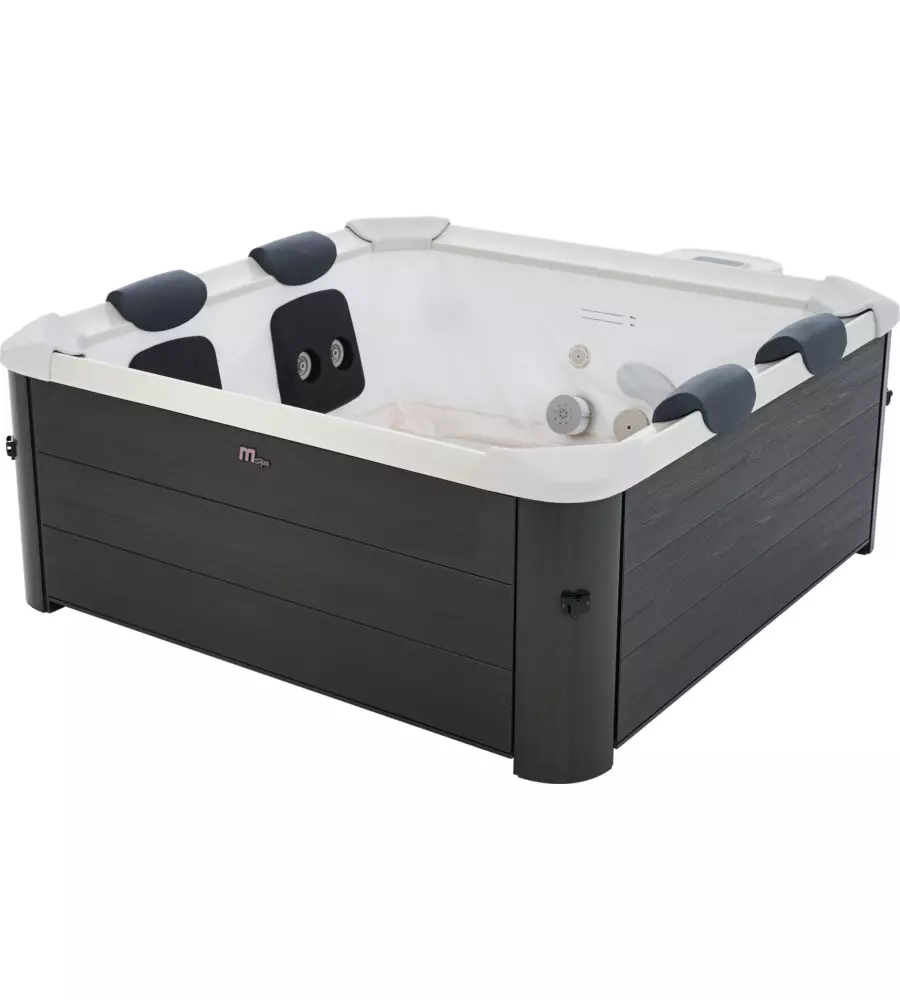 PISCINA IDROMASSAGGIO SPA RIVIERA "OSLO" IN PVC GRIGIO SCURO EFFETTO LEGNO 160X160X65 CM