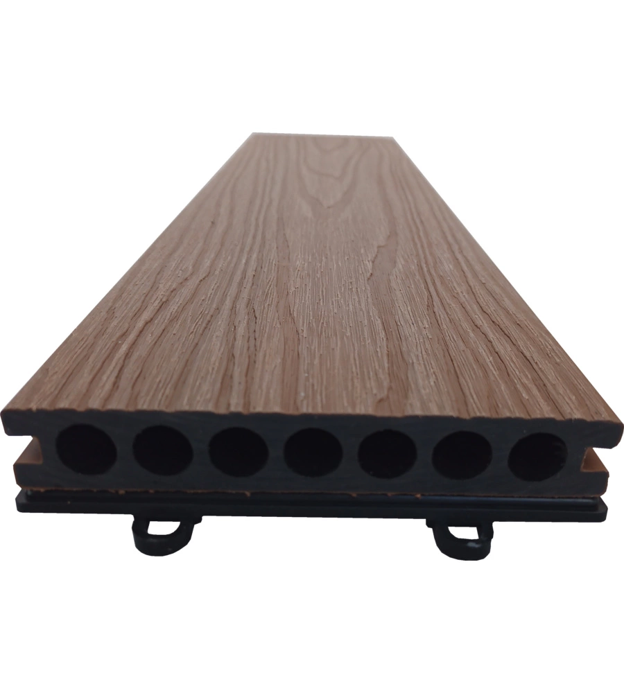 SET 12 PEZZI DI PIASTRELLA DA ESTERNO RIVIERA IN WPC CON FINITURA TEAK 60X15 CM