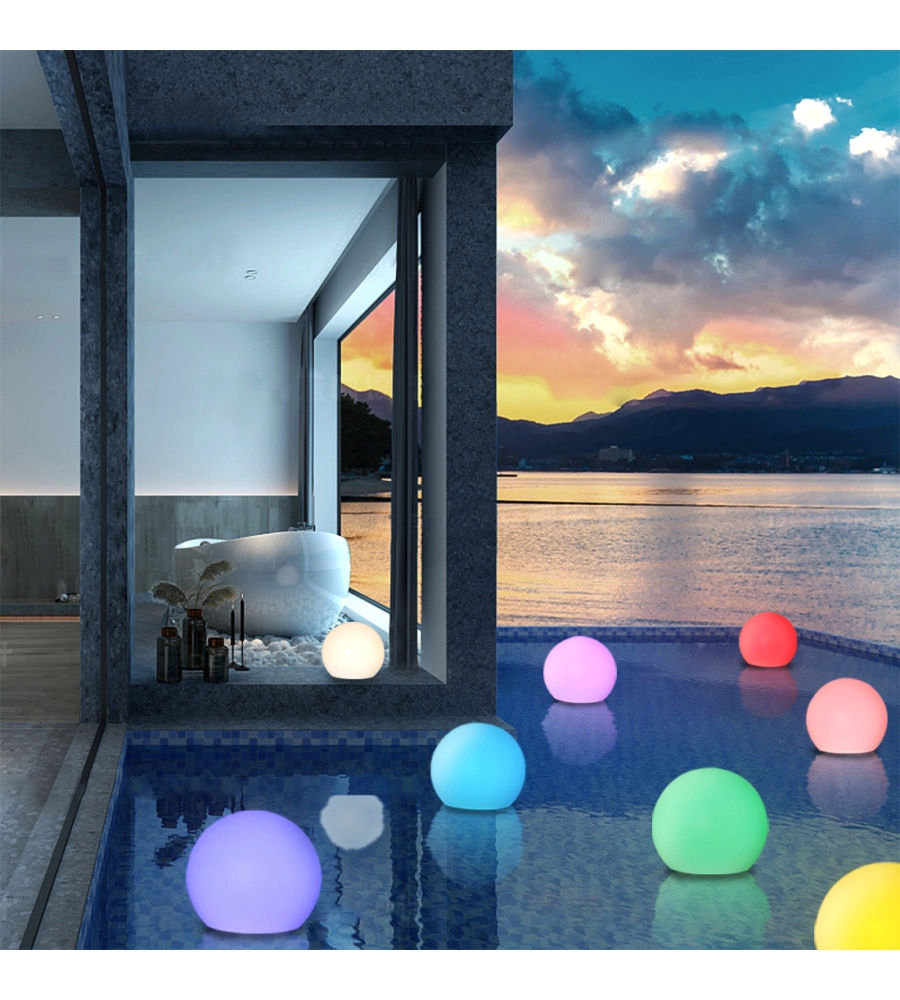SET DA 2 SFERE LUMINOSE SOLARE A LED RIVIERA IN PE E ABS Ø30X28 CM