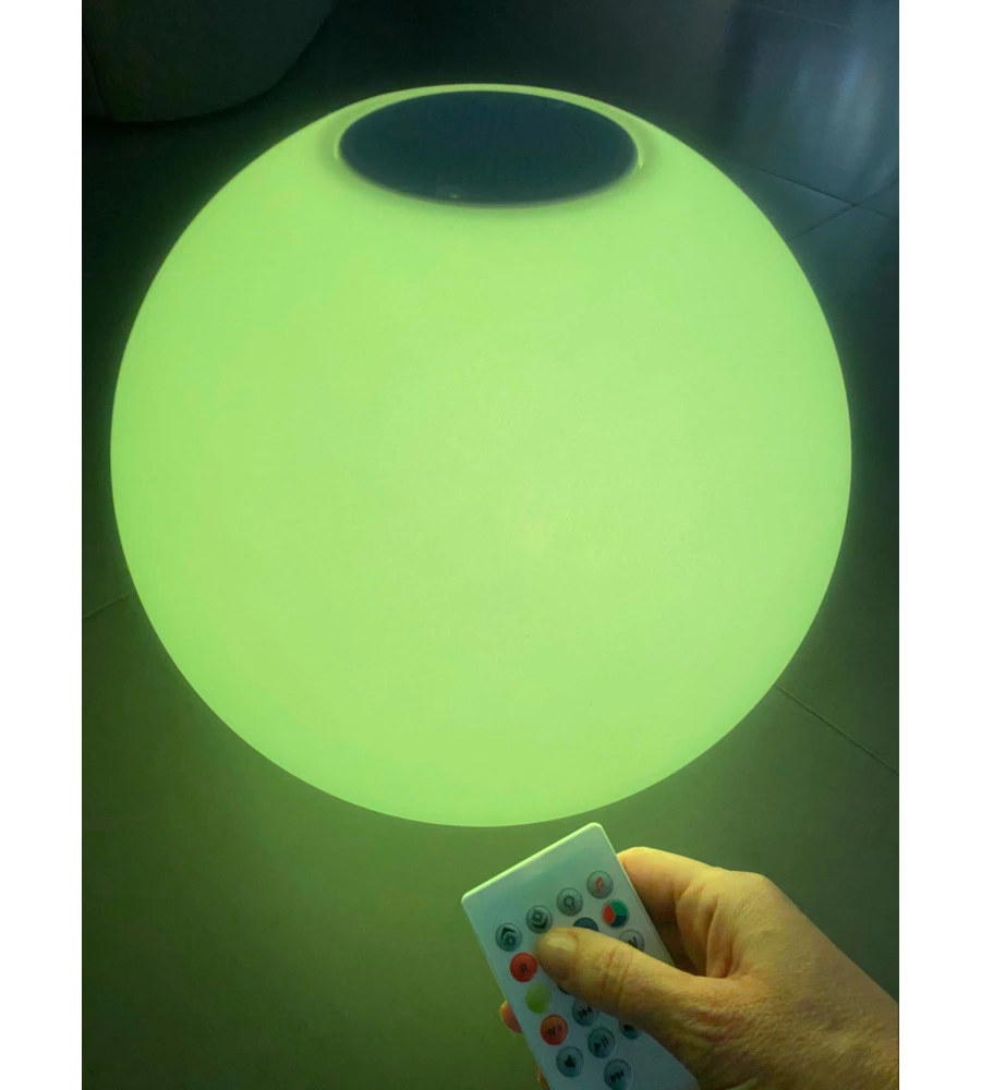 SFERA LUMONOSA E SPEAKER IN BLUETOOTH SOLARE RIVIERA IN PE E ABS Ø30X26 CM