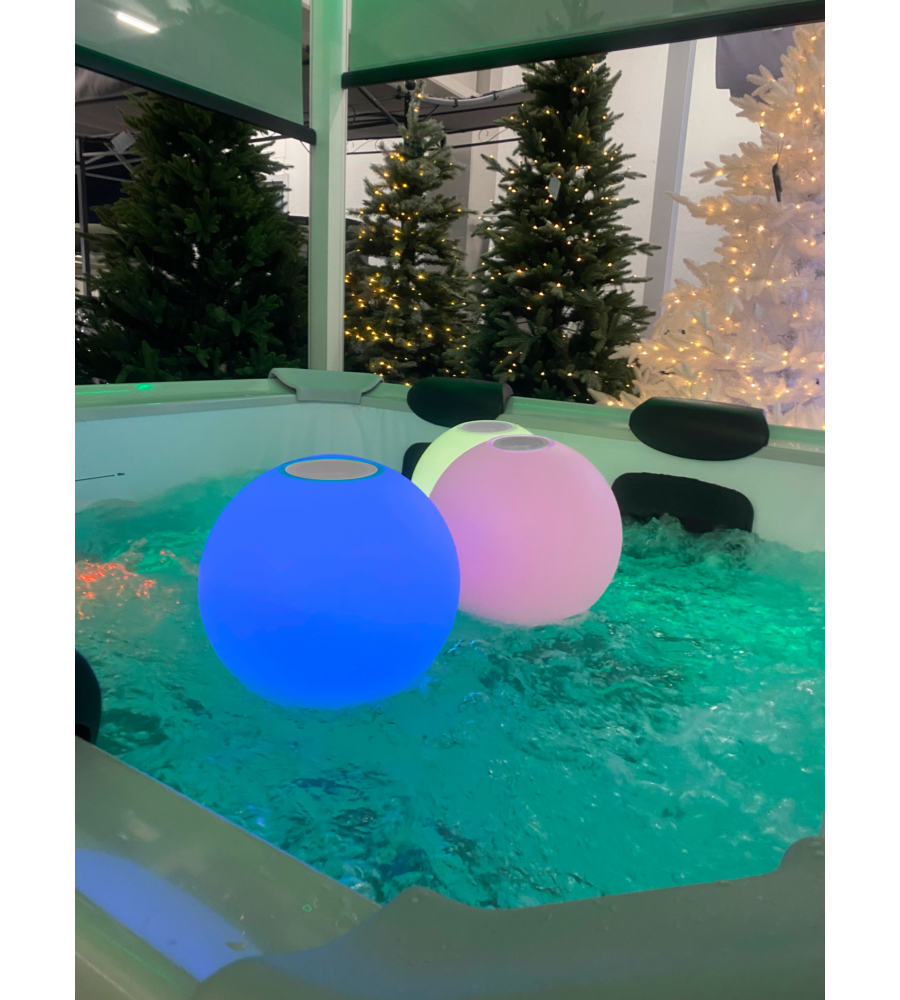 SFERA LUMONOSA E SPEAKER IN BLUETOOTH SOLARE RIVIERA IN PE E ABS Ø30X26 CM