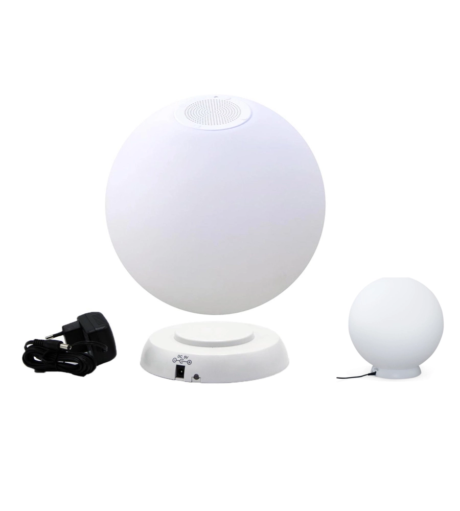 SFERA LUMONOSA E SPEAKER IN BLUETOOTH SOLARE RIVIERA IN PE E ABS Ø30X26 CM