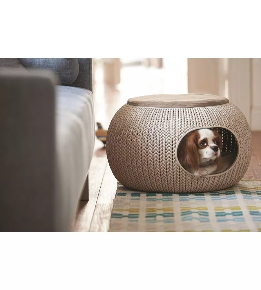 CUCCIA PER CANI E GATTI KETER "COZY" CHIUSA A 2 PIANI IN RESINA COLORE BEIGE, 57X58X24 CM
