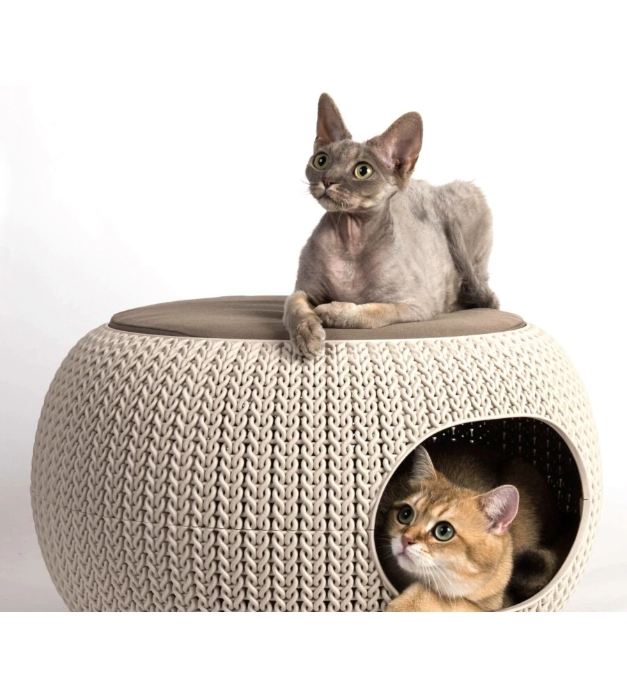 CUCCIA PER CANI E GATTI KETER "COZY" CHIUSA A 2 PIANI IN RESINA COLORE BEIGE, 57X58X24 CM