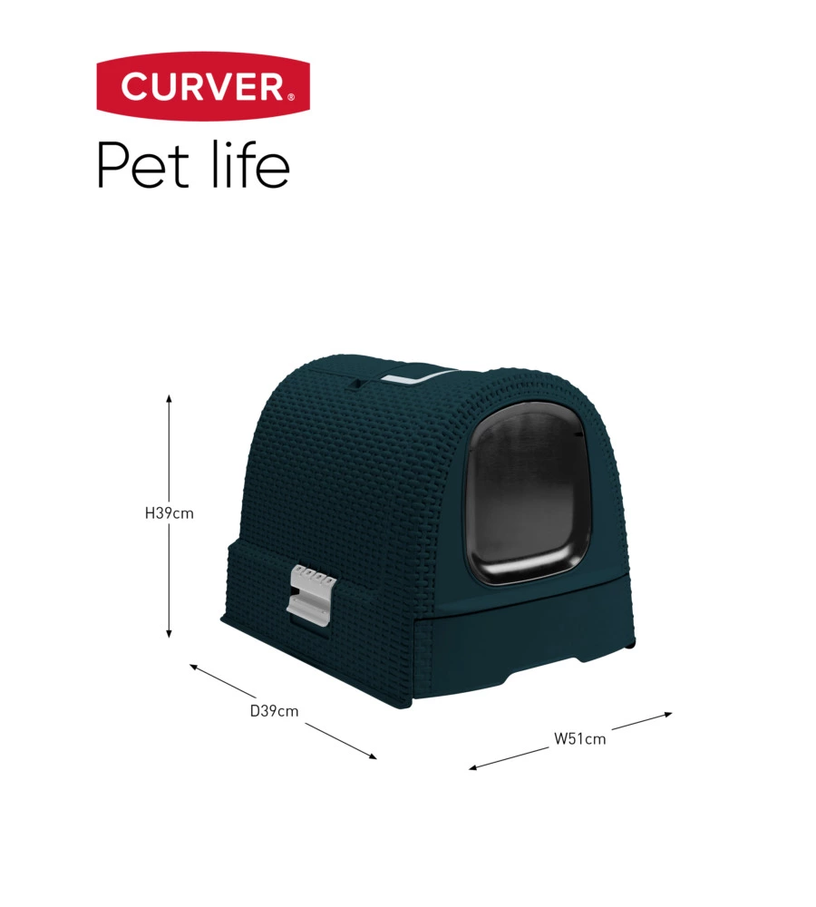 LETTIERA E TRASPORTINO PER GATTI KETER "CAT LITTER BOX" IN POLIPROPILENE COLORE ANTRACITE, 51X39X39 CM