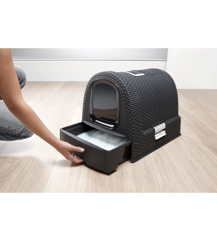 LETTIERA E TRASPORTINO PER GATTI KETER "CAT LITTER BOX" IN POLIPROPILENE COLORE ANTRACITE, 51X39X39 CM