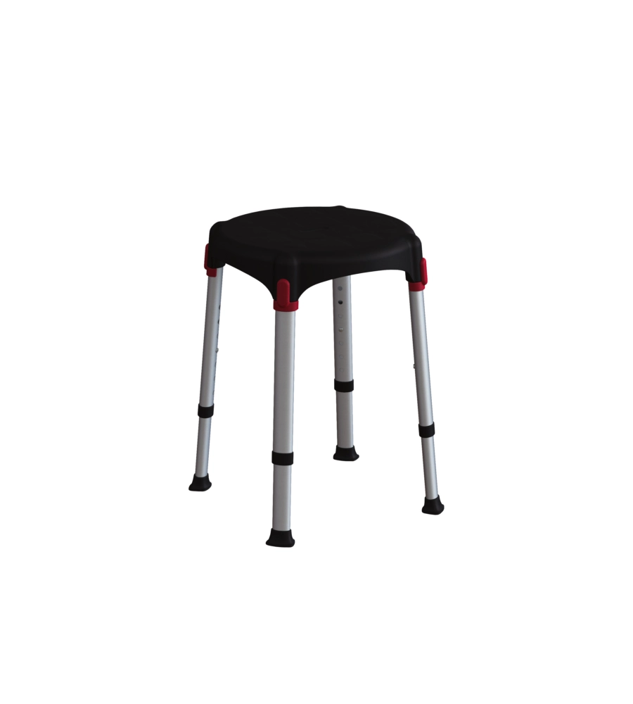 SGABELLO DA BAGNO REGOLABILE TONDO COLORE NERO, Ø33X39/54 CM