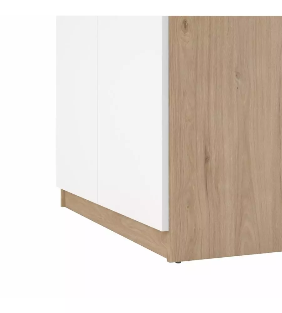 SCARPIERA "NAIA" IN TRUCIOLARE MELAMINICO COLORE ROVERE E BIANCO CON DUE ANTE E UN CASSETTO, 80,4X40X111,3 CM.