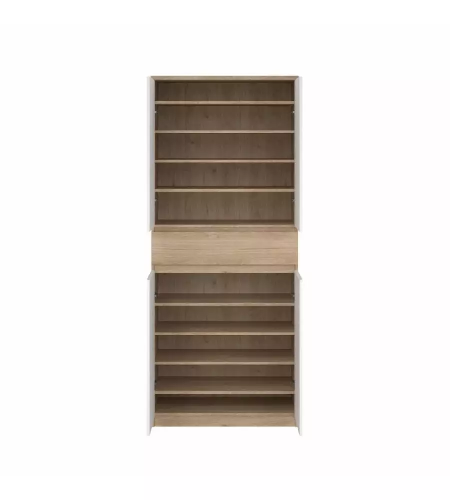 SCARPIERA "NAIA" IN TRUCIOLARE MELAMINICO COLORE ROVERE E BIANCO CON QUATTRO ANTE E UN CASSETTO, 80,4X40X191,7 CM