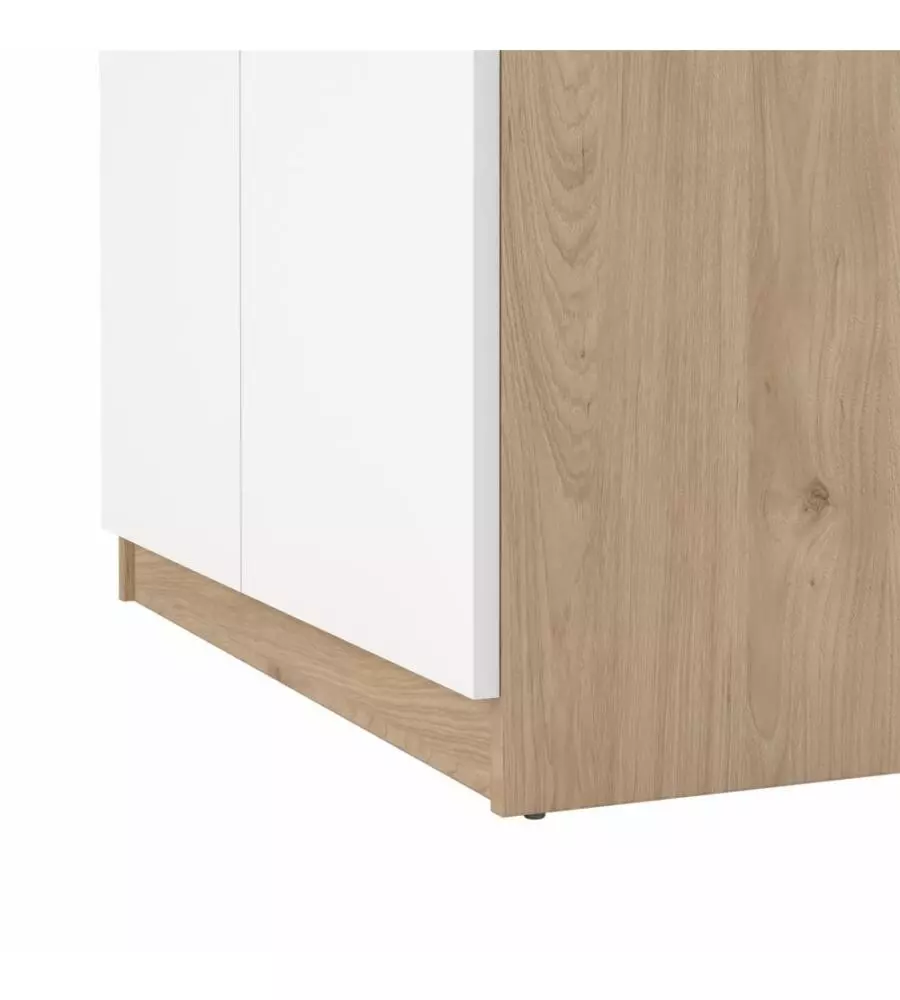 SCARPIERA "NAIA" IN TRUCIOLARE MELAMINICO COLORE ROVERE E BIANCO CON QUATTRO ANTE E UN CASSETTO, 80,4X40X191,7 CM