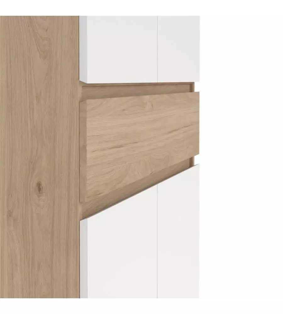 SCARPIERA "NAIA" IN TRUCIOLARE MELAMINICO COLORE ROVERE E BIANCO CON QUATTRO ANTE E UN CASSETTO, 80,4X40X191,7 CM