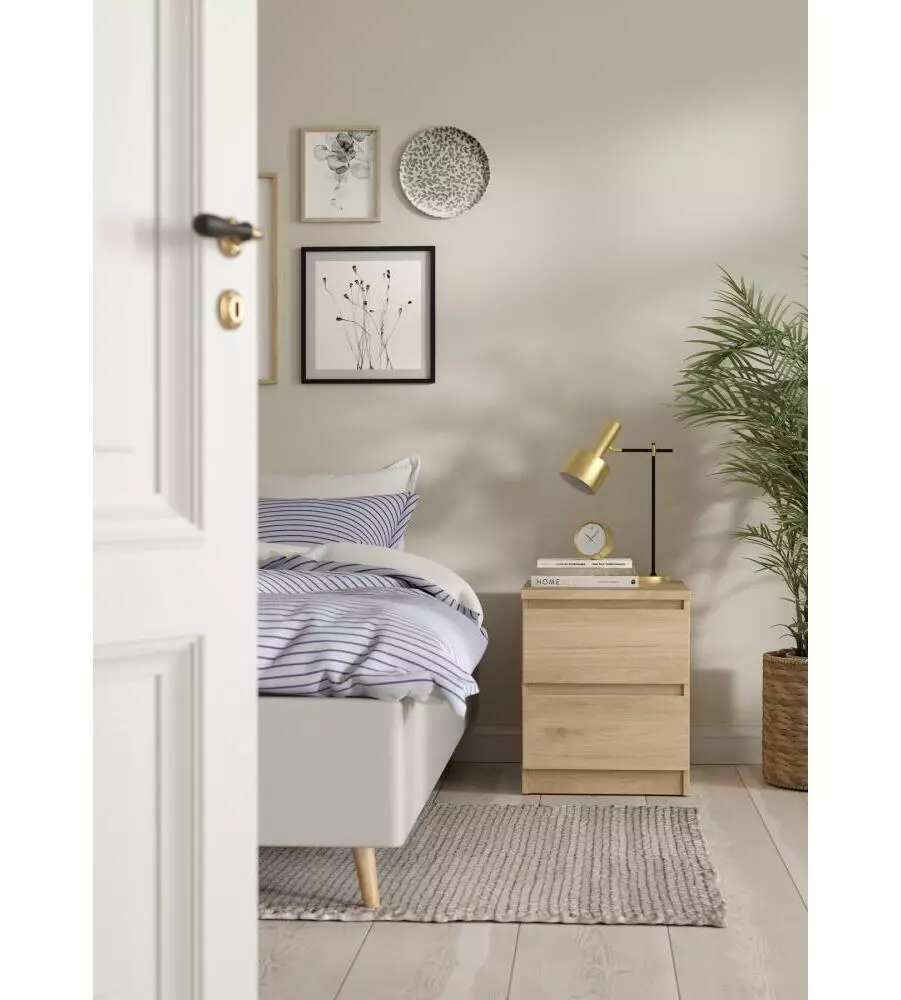 COMODINO "NAIA" CON 2 CASSETTI COLORE LEGNO, 40,4X50X49,5 CM