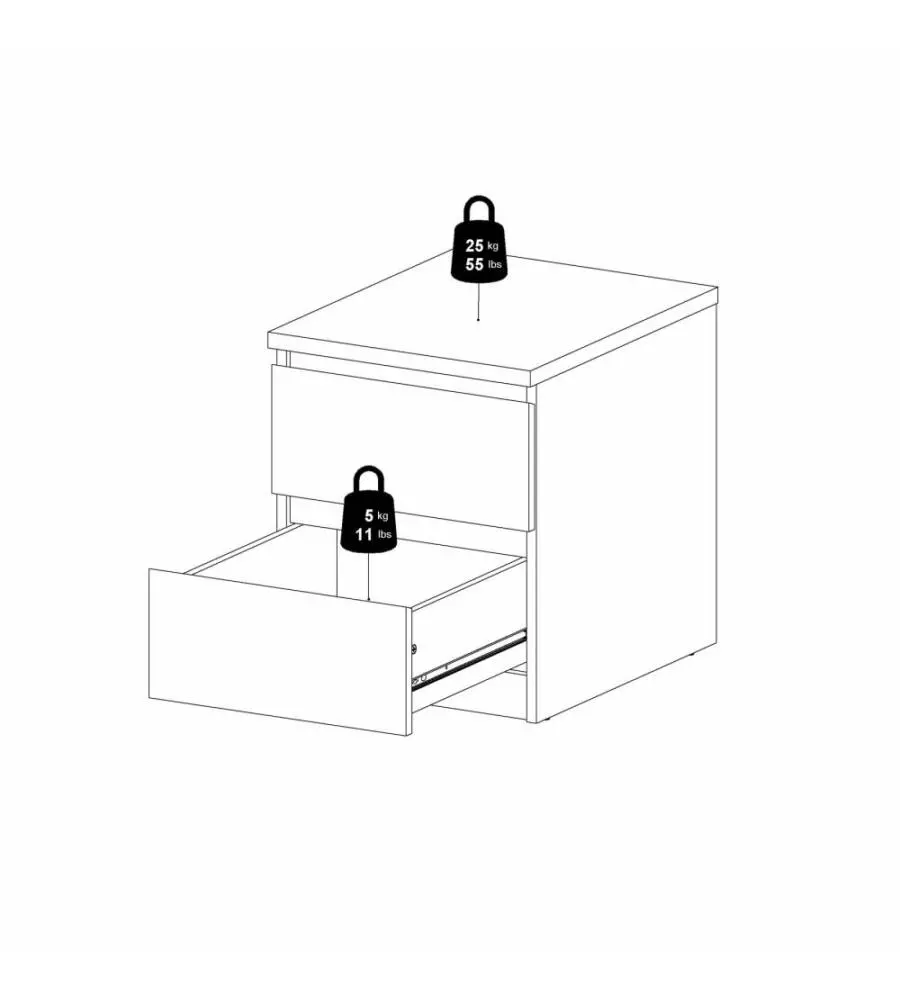 COMODINO "NAIA" CON 2 CASSETTI COLORE LEGNO, 40,4X50X49,5 CM