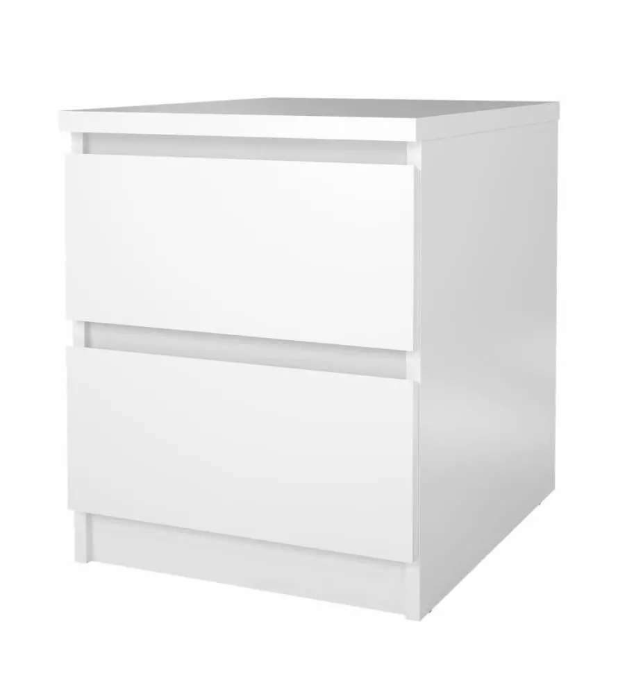 COMODINO 2 CASSETTI "NAIA" BIANCO LUCIDO 40,4X50X49,5 CM
