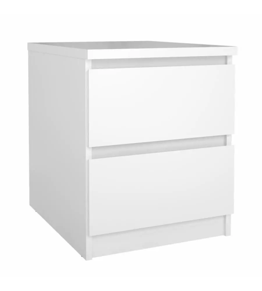 COMODINO 2 CASSETTI "NAIA" BIANCO LUCIDO 40,4X50X49,5 CM
