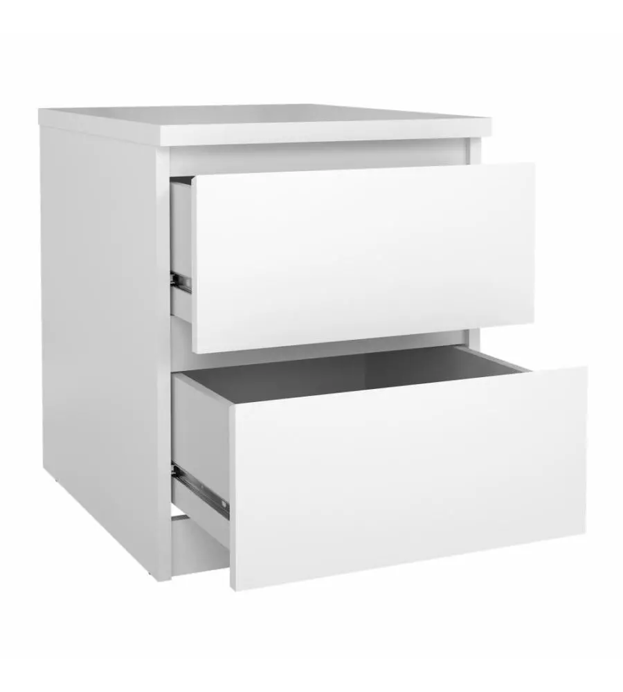 COMODINO 2 CASSETTI "NAIA" BIANCO LUCIDO 40,4X50X49,5 CM