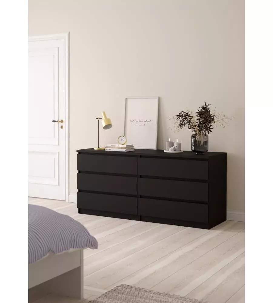 CASSETTIERA 6 CASSETTI "NAIA" NERO OPACO 153,8X50X70,1 CM