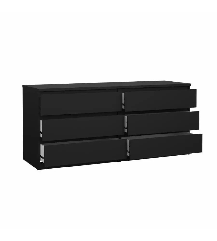 CASSETTIERA 6 CASSETTI "NAIA" NERO OPACO 153,8X50X70,1 CM