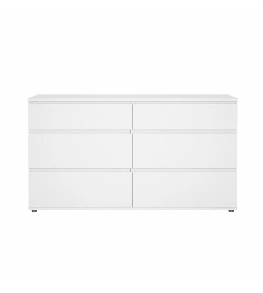 CASSETTIERA DOPPIA "NOVA" CON 6 CASSETTI COLORE BIANCO, 153,4X50X83,7 CM