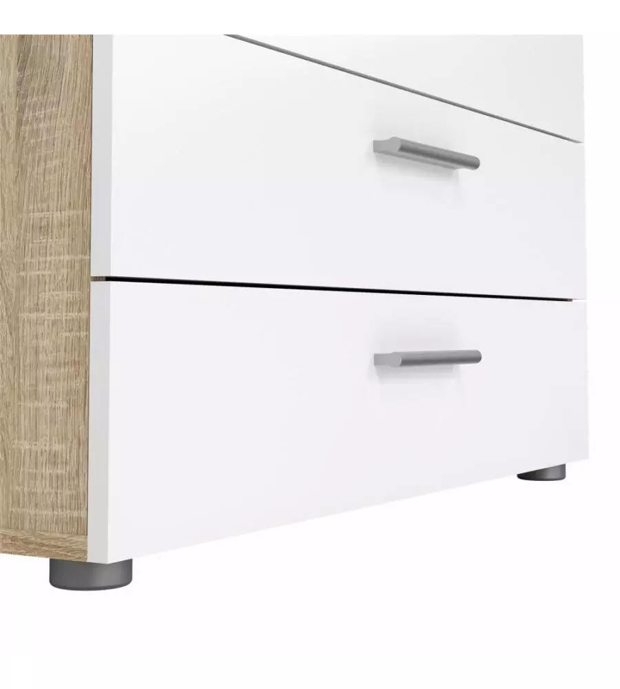 CASSETTIERA 4 CASSETTI "PEPE" ROVERE E BIANCO LUCIDO 80,2X40,2X68,2 CM