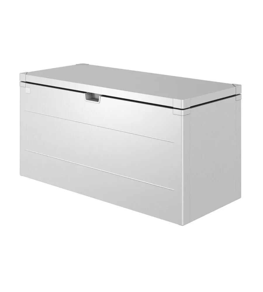 BAULE DA ESTERNO IMPERMEABILE BIOHORT "STYLEBOX 140" IN ACCIAIO ZINCATO ARGENTO METALLIZZATO 400 LT 140X60X71 CM - COD. B330410