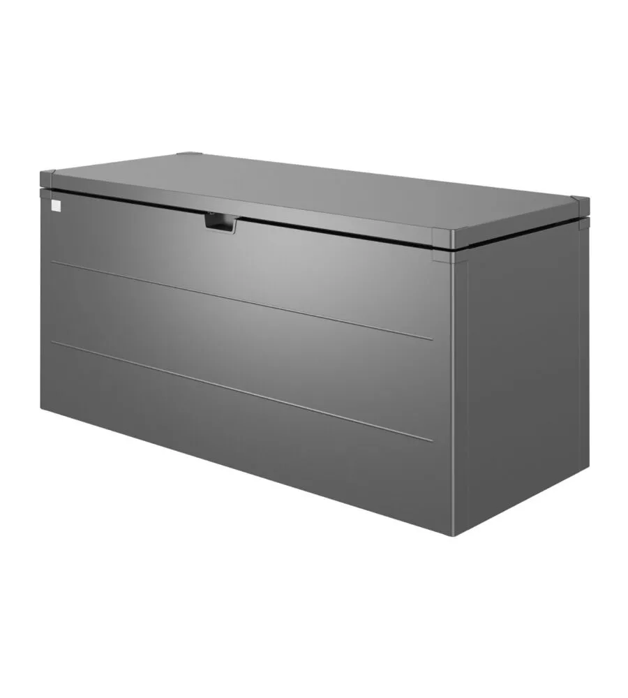 BAULE DA ESTERNO IMPERMEABILE BIOHORT "STYLEBOX 170" IN ACCIAIO ZINCATO GRIGIO SCURO METALLIZZATO 685 LT 170X70X81 CM - COD. B340710