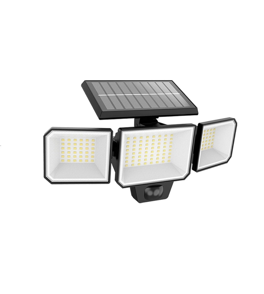 LUCE SOLARE DA ESTERNO CON 3 LED IN ALLUMINIO COLORE NERO, 8,7 W 2700 K
