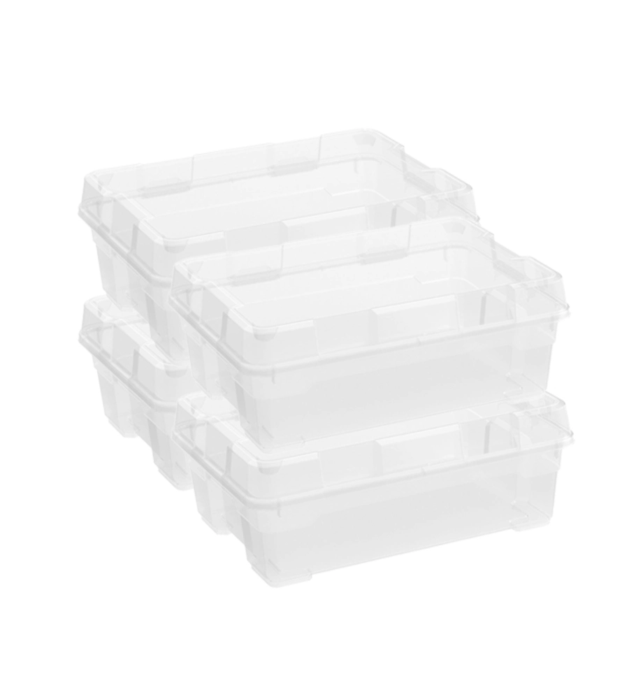 SET DA 4 CONTENITORI KETER "JUMBO" IN POLIPROPILENE COLORE TRASPARENTE, 38,5X58X21,3 CM