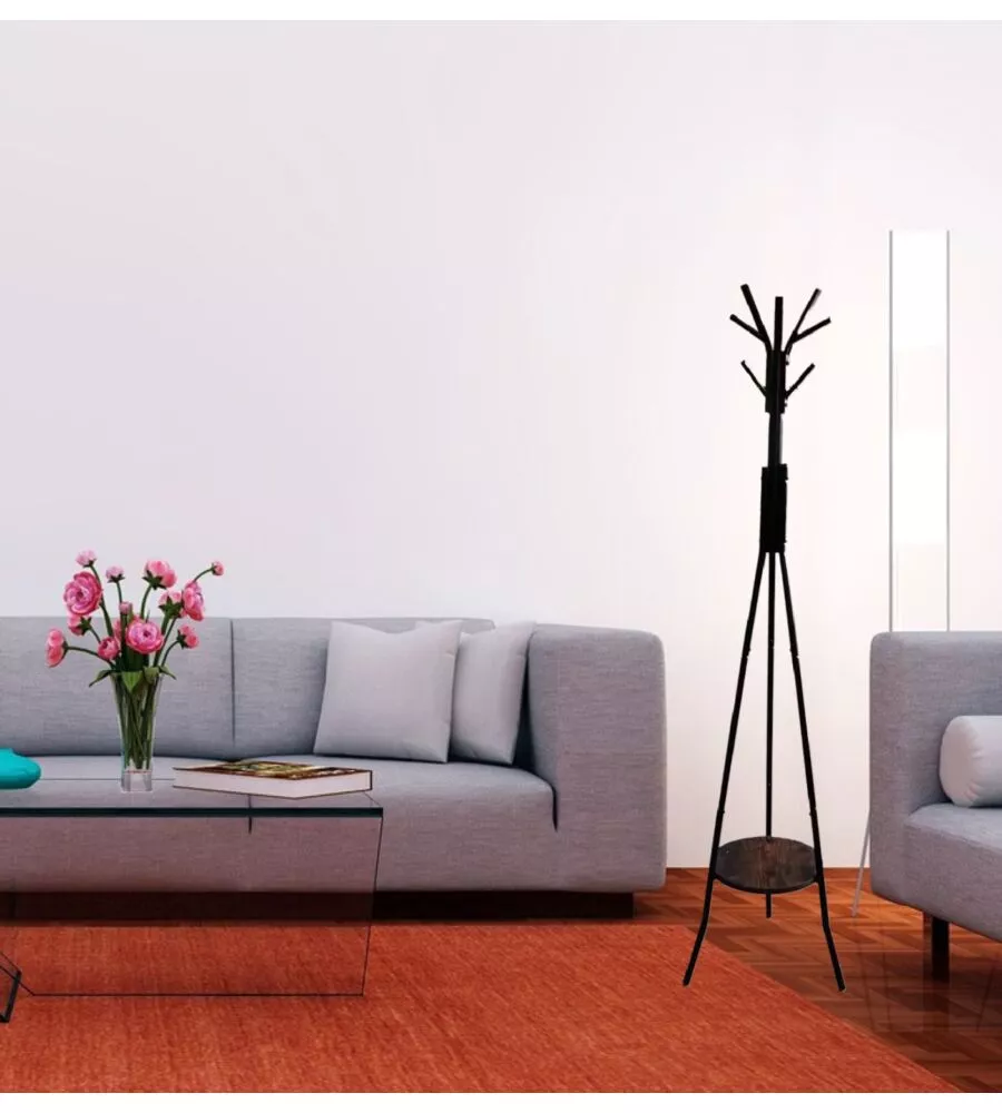APPENDIABITI IN METALLO BELLAHOME CON PIANO PORTAOGGETTI IN MDF, 35X35X180 CM