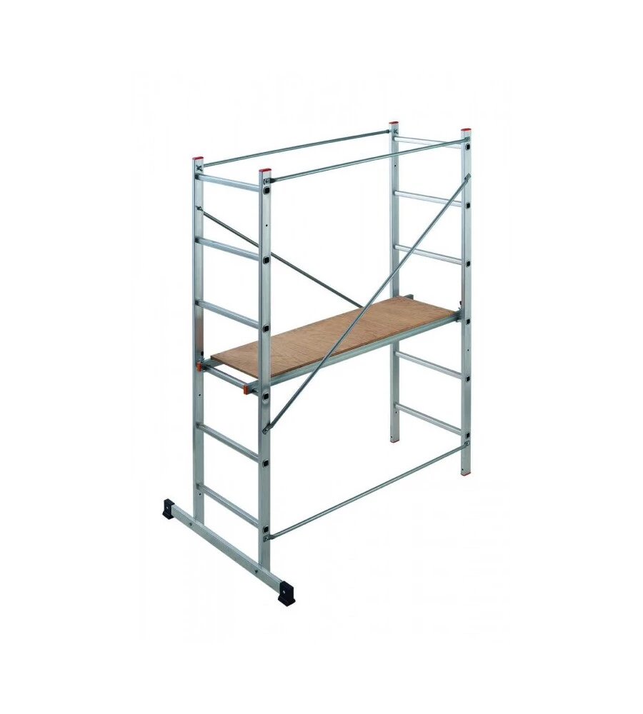 TRABATTELLO MULTIFUNZIONE "EASY 100" IN ALLUMINIO CON PIANALE IN PINO, PORTATA MASSIMA 150 KG