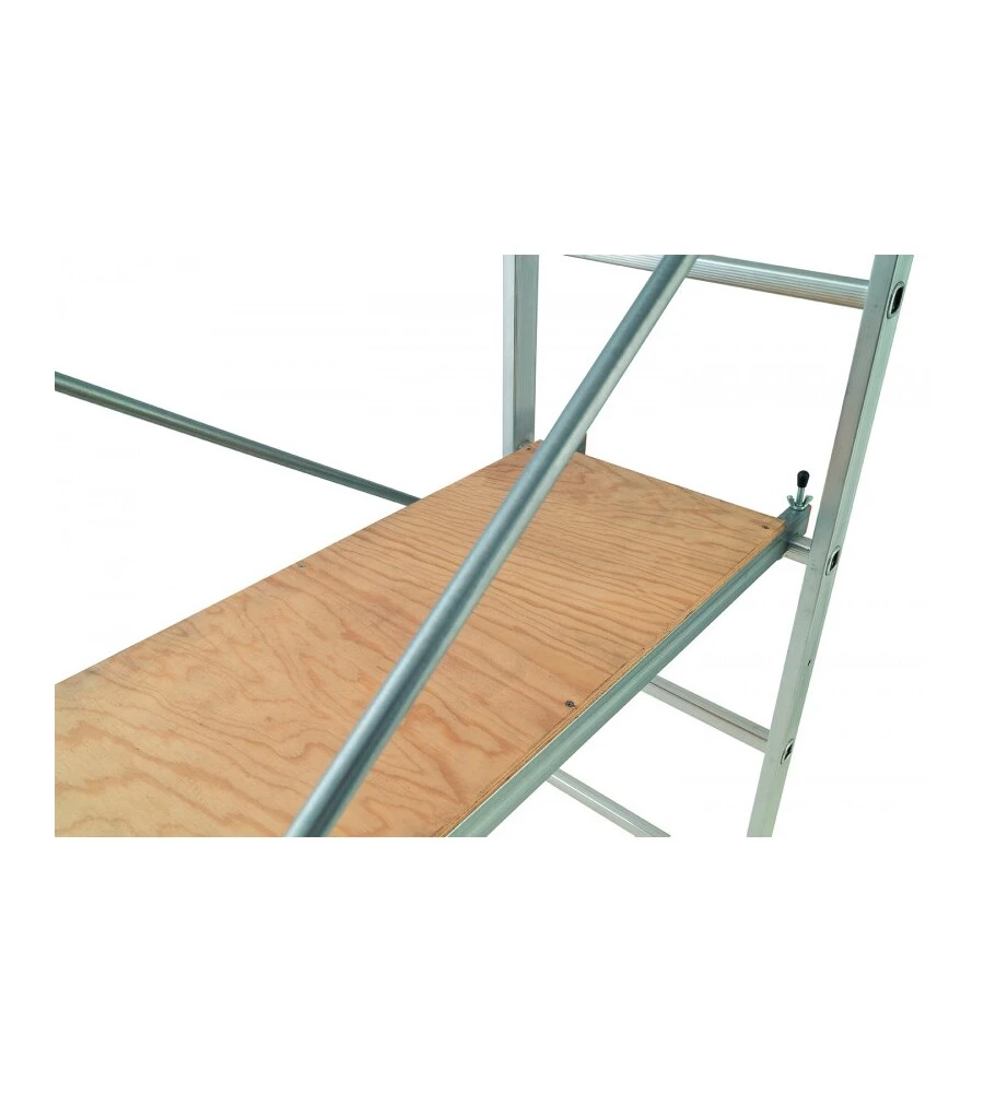 TRABATTELLO MULTIFUNZIONE "EASY 100" IN ALLUMINIO CON PIANALE IN PINO, PORTATA MASSIMA 150 KG