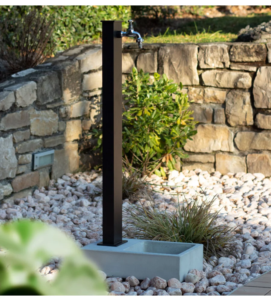 FONTANA DA GIARDINO VEDOVELLA KAM "BELFAST" IN ALLUMINIO COLORE NERO, 9,5X11X82 CM