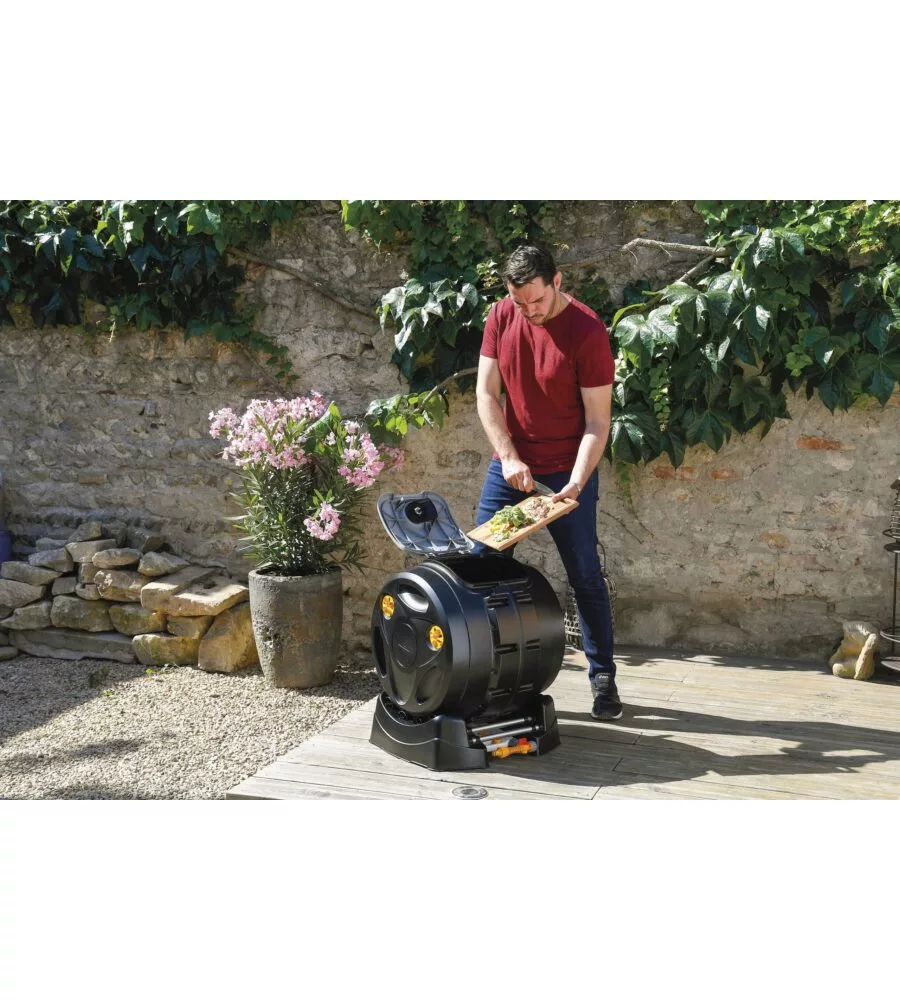 COMPOSTIERA DA ESTERNO G.F "EASY MIX COMPOSTER" 2 IN 1 IN PLASTICA RICICLATA, 60X50X65 CM