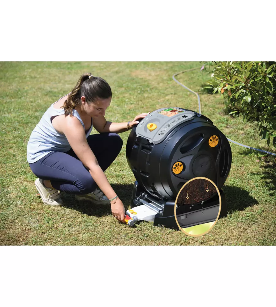 COMPOSTIERA DA ESTERNO G.F "EASY MIX COMPOSTER" 2 IN 1 IN PLASTICA RICICLATA, 60X50X65 CM