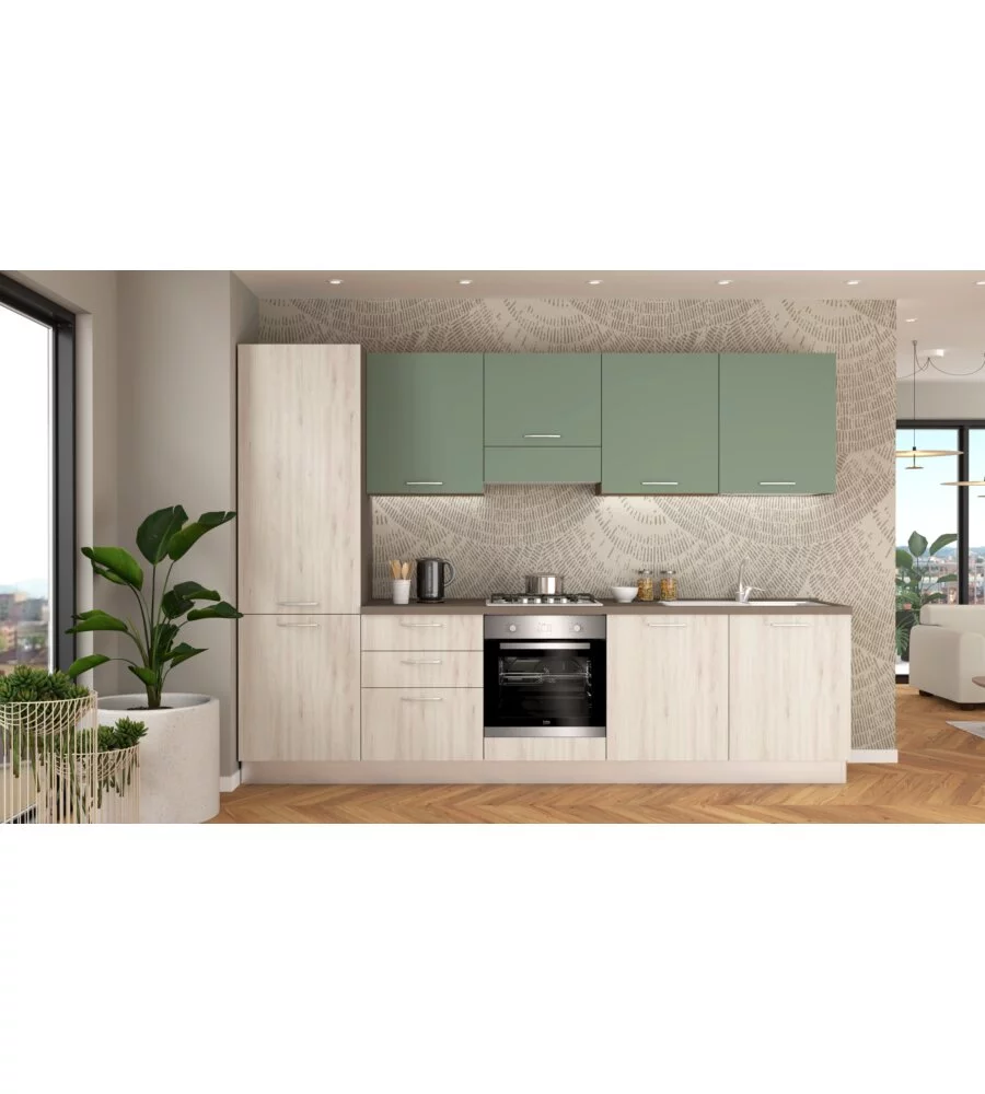 COMPOSIZIONE CUCINA "NEW SMART" COMPLETA DI ELETTRODOMESTICI, 300X60X216 CM