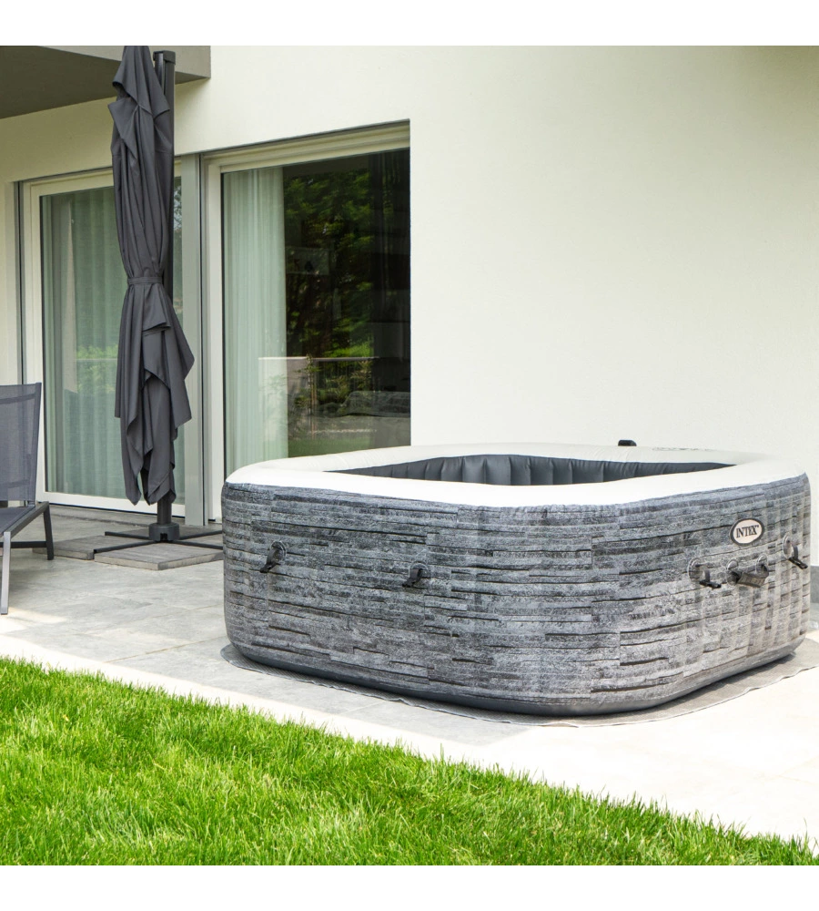 PISCINA IDROMASSAGGIO GONFIABILE INTEX "BUBBLE MASSAGE SET GREYSTONE DELUXE" 4 POSTI - COD. 28450EX