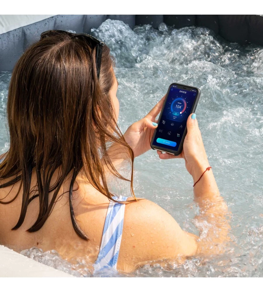 PISCINA IDROMASSAGGIO GONFIABILE INTEX "BUBBLE MASSAGE SET GREYSTONE DELUXE" 4 POSTI - COD. 28450EX