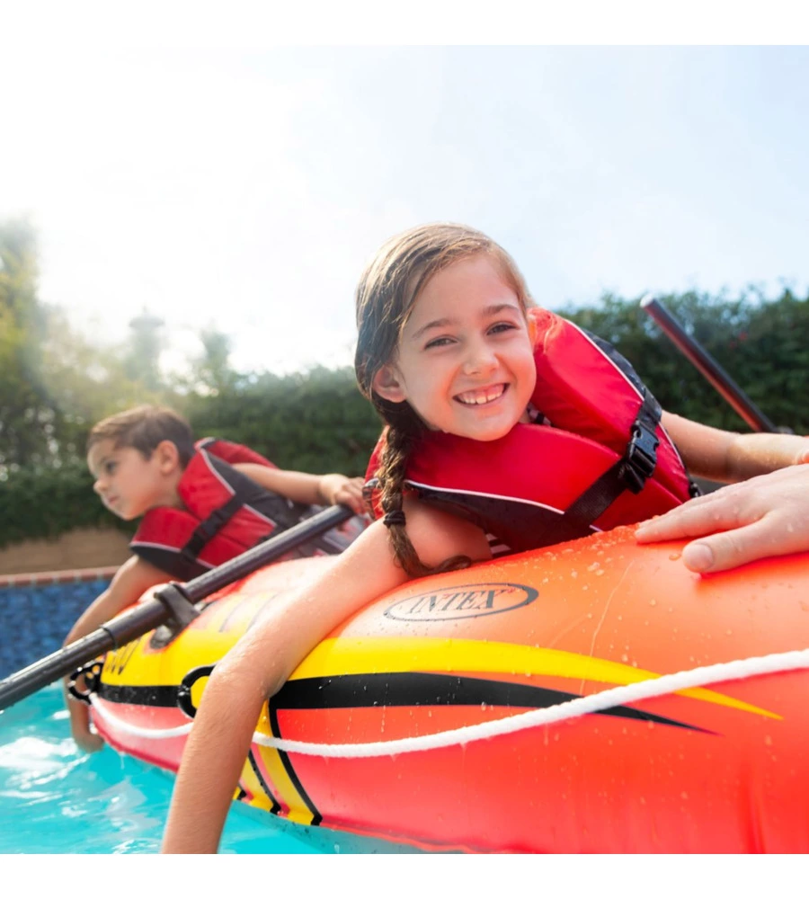 CANOTTO GONFIABILE INTEX "EXPLORER PRO 300" CON REMI E POMPA IN VINILE ARANCIONE 244X117X36 - COD. 58358NP