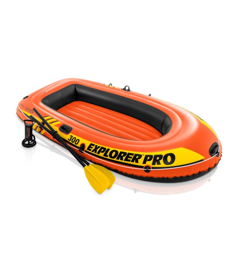 CANOTTO GONFIABILE INTEX "EXPLORER PRO 300" CON REMI E POMPA IN VINILE ARANCIONE 244X117X36 - COD. 58358NP