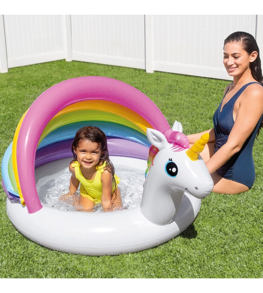 PISCINA GONFIABILE CON PARASOLE INTEX "UNICORNO" 127X102X69 CM - COD. 57113NP