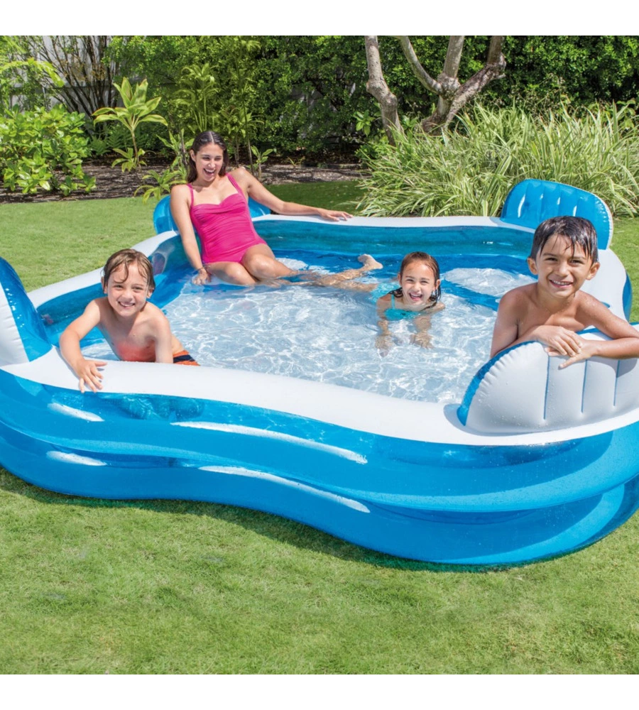 PISCINA GONFIABILE CON 4 SEDILI INTEX "FAMILY"  CM 229X229X66 I.3 - COD. 56475NP