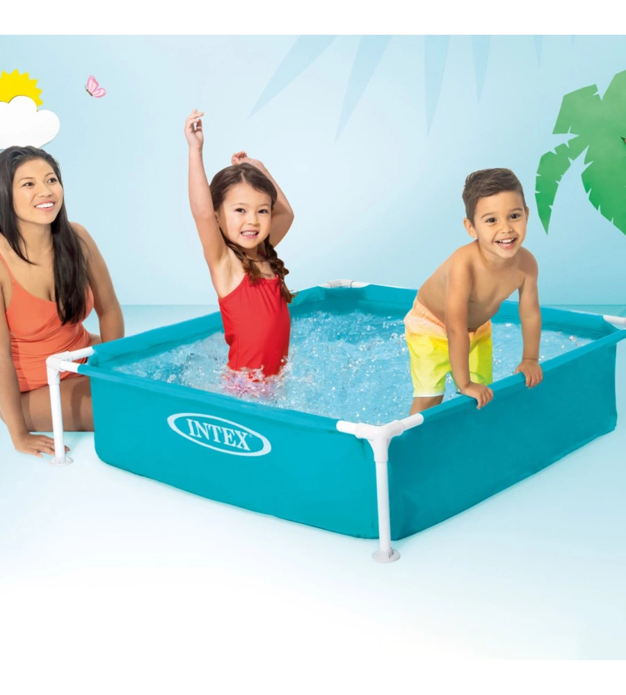 PISCINA FUORI TERRA CON STRUTTURA QUADRATA INTEX "MINI FRAME" BLU 122X122X30 CM I.4 - COD. 57173NP