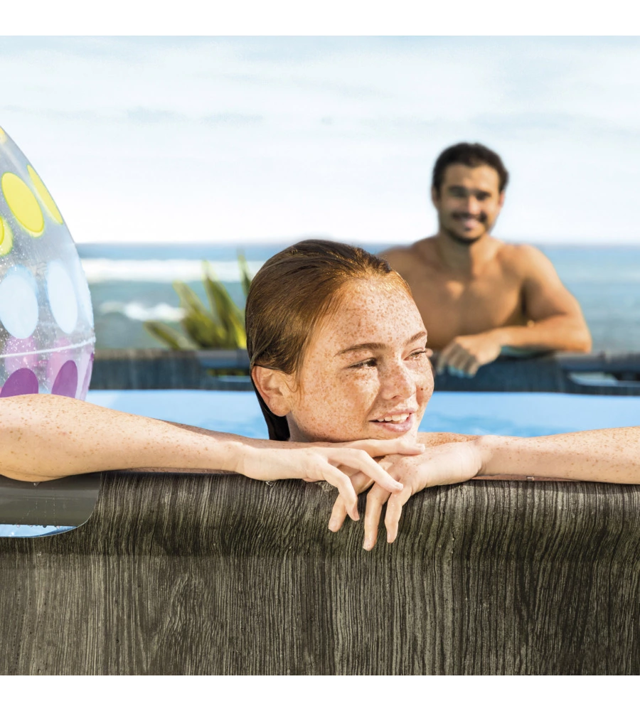 PISCINA FUORI TERRA CON STRUTTURA ROTONDA INTEX "PRISM GREYWOOD" POMPA FILTRO EFFETTO LEGNO GRIGIO 457X122 CM - COD. 26742NP