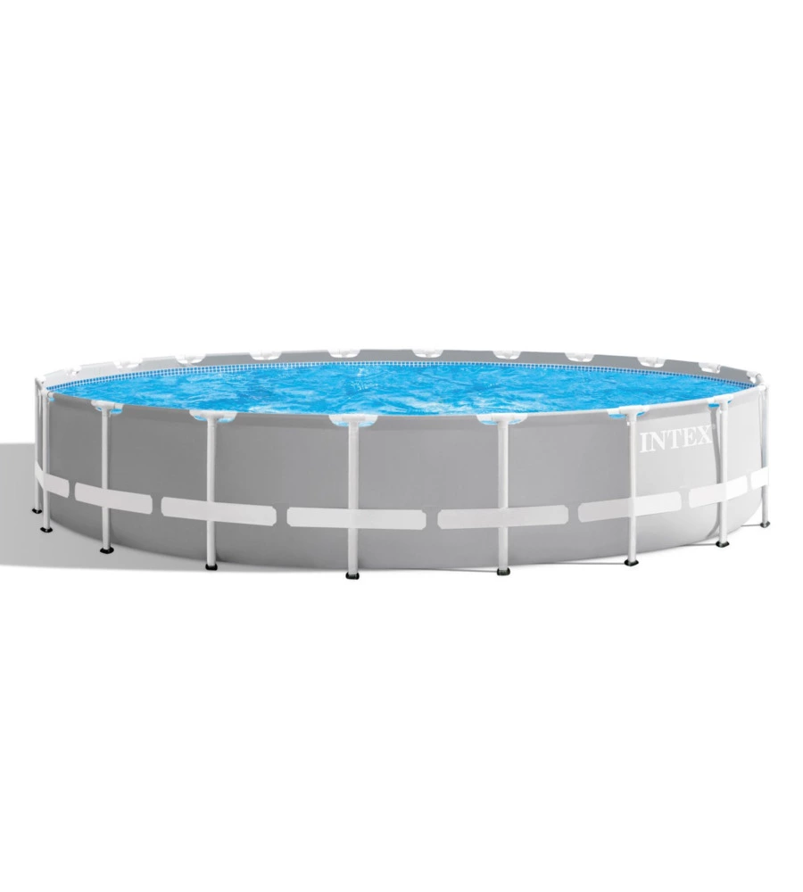 PISCINA FUORI TERRA CON STRUTTURA ROTONDA INTEX "PRISMA FRAME" CON POMPA FILTRO GRIGIO CHIARO 610X132 CM  - COD. 26756NP